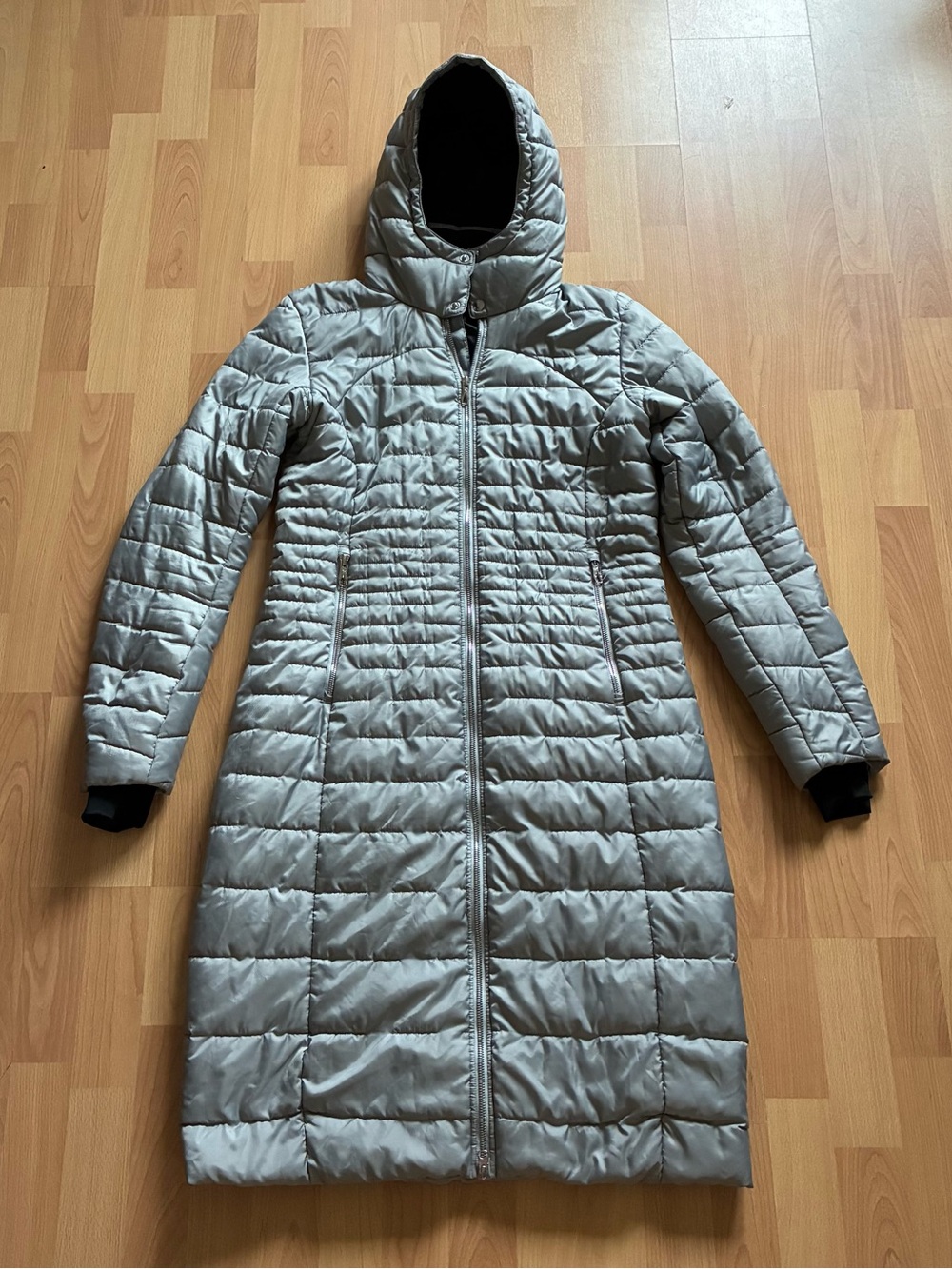 Spyder Edyn Womens Long Insulated Jacket Size M Gray Coat Full Zip Hooded